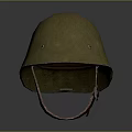 Classic Vintage Yellow Military Helmet With Leather Strap And Textured Surface