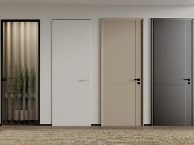 Stylish Modern Swing Doors With Glass Panel And Solid Color Design Options 3d model