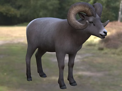 Horned Reptile Standing In Natural Grassland Environment With Green Background 3d model