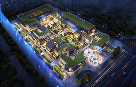 modern commercial street commercial complex 3d model
