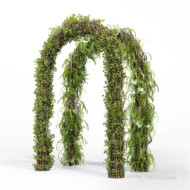 Elegant Natural Green Plant Archway Decorated With Lush Vines And Foliage 3d model 