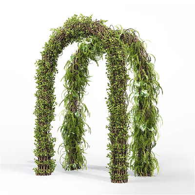 Elegant Natural Green Plant Archway Decorated With Lush Vines And Foliage 3d model