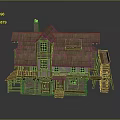 Traditional Rustic House Building With Thatched Roof Stone Wood Structure And Watermill