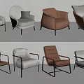 Modern Single Sofa Collection With Leather Fabric Upholstery And Metal Leg Frames