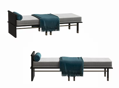 New Chinese Style Sofa Stool Bed End Stool Wooden Sofa Stool Fabric Chaise 3d model