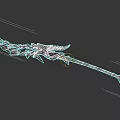 Mythical Dragon Themed Weapon With Red Accents Glowing Eye And Spiked Long Handle