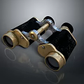 Vintage Black and Gold Binoculars With Metal Components And Classic Design