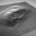 Martian Landscape Featuring Large Crater And Natural Surface Textures