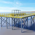 Industrial Platform Equipment Featuring Yellow Guardrails And Reinforced Metal Frame Structure
