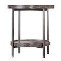 Wooden Round Side Table With Metal Frame And Lower Storage Shelf 3d model
