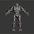 Futuristic 3D Game And Movie Character With Muscular Build And Metallic Mechanical Armor