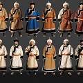 2D Mongolian Warriors Ethnic Minority Mongolian Compatriots Movie and TV Play Characters 3d model