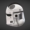 Futuristic White Helmet Design With Circular Accents Visor And Vent Details
