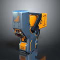 Futuristic Sci-Fi Weapon With Blue And Orange Mechanical Structure Detailed Design 3d model