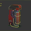 Red Industrial Device With Dual Cylindrical Components And Black Top Control Panel 3d model