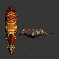 Armored Warrior With Ornate Red Horse And Golden Decorations And Sword