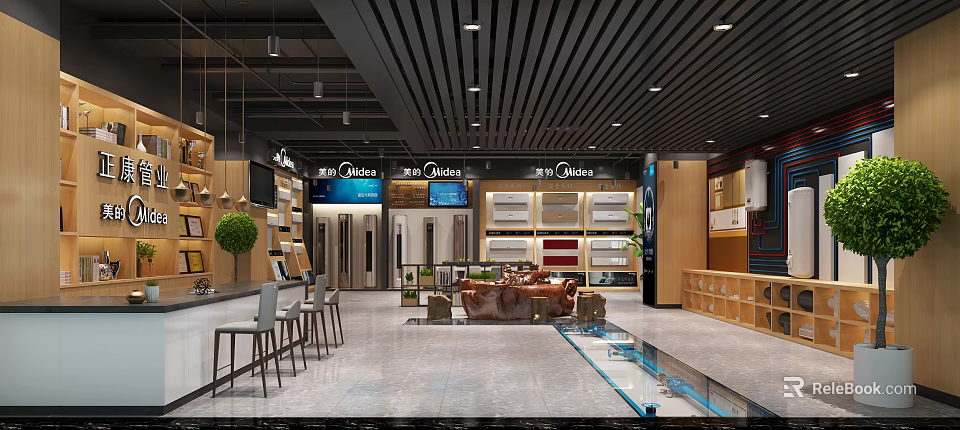 Midea Appliance Store With Modern Design Product Displays And Bright Interior Lighting 3d model 