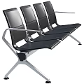 Modern Public Chair With Metal Frame Black Seats And Armrests For Public Areas