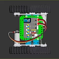 Car Parts Tracked Mechanical Structure With Red Wheels Gears And Metal Frame