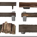 Various Handmade Wooden Benches With Natural Wood Texture And Stone Legs