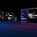 Young Themed Exhibition Booths With Neon Lights And Infinite Possibilities Signage