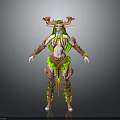 Mythical Plant Based Creature Character With Green Hair Antler Like Horns And Leafy Armor Details