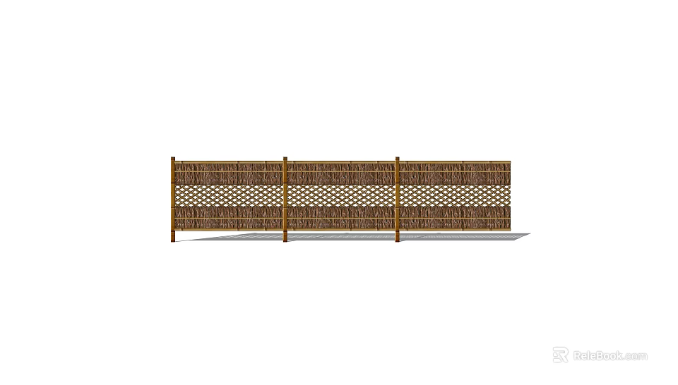 Natural Woven Rattan Fence With Lattice Design For Outdoor Garden Decoration 3d model 