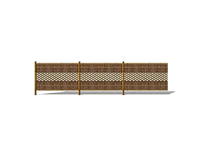 Natural Woven Rattan Fence With Lattice Design For Outdoor Garden Decoration 3d model