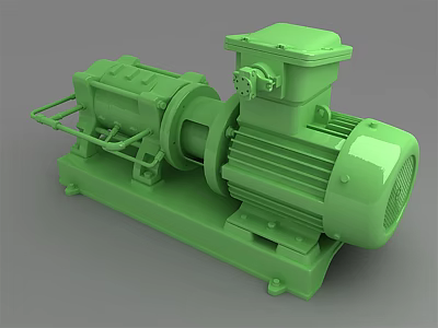 Green Industrial Pump Motor Equipment with Stable Base and Housing Structure 3d model