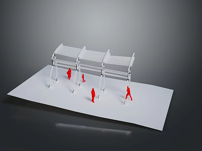 Outdoor Structure Equipment Featuring White Frame And Red Figure Model Setup 3d model