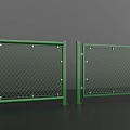 Green Mesh Fence With Strong Metal Frame Posts And Rails Construction 3d model