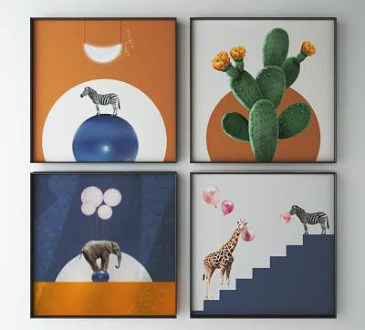 Modern Animal Painting Decoration 3d model