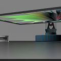 Modern Decorative Pillar With Colorful Geometric Top And Blue Illuminated Base