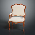 Classical Chair With Carved Wooden Frame Light Colored Upholstered Seat And Back