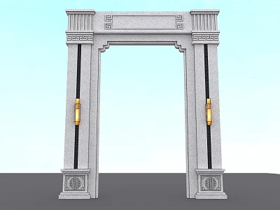 Elegant Classical Stone Arched Gate With Decorative Columns And Intricate Carvings 3d model
