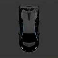 Gray Modern Sports Car With Sleek Design Blue Accents Rear Spoiler And Alloy Wheels