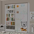 Modern Cute Kids Bookshelf With Fun Magnetic Drawing Board And Large Book Storage Space