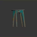 Rustic Turquoise Single Chair With Splattered Blue Yellow Round Top And Three Peeling Legs