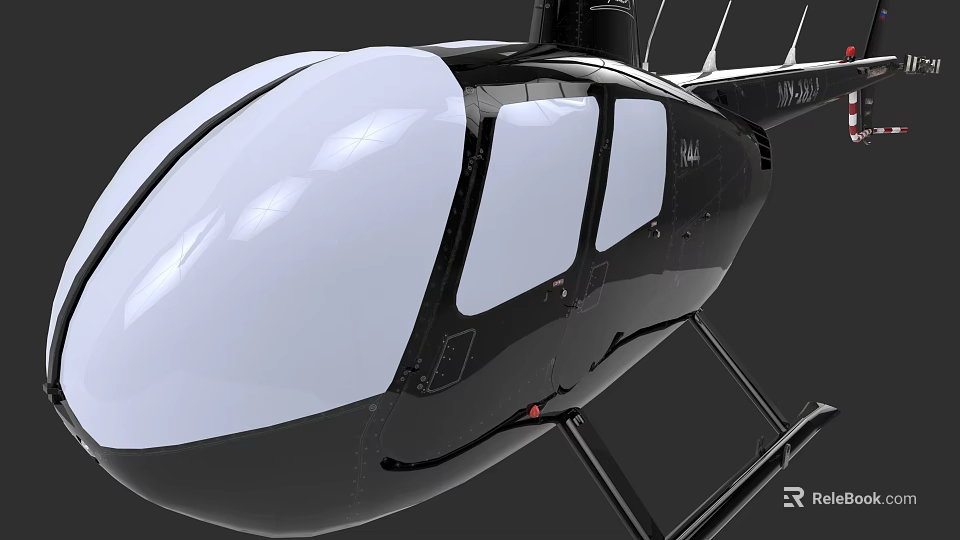 Sleek Modern Black Helicopter With Transparent Cockpit Windows And Detailed Landing Gear Design 3d model 