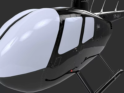 Sleek Modern Black Helicopter With Transparent Cockpit Windows And Detailed Landing Gear Design 3d model