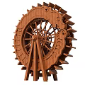 Garden Ornaments With Various Wooden Water Wheel Designs For Outdoor Decor