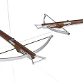 Wooden Crossbow Weapon Design Featuring White Strings And Metal Components 3d model