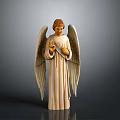 Detailed Angel Statue With Extended Wings And Flowing Robe Standing In Prayer