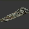 Ancient Bronze Sculpture Carving With Rusted Surface Loop Handle And Detailed Design