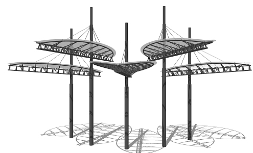 Modern gallery structure 3d model