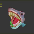 Blue Shark Model With Open Mouth Sharp Teeth And Red Eyes 3d model