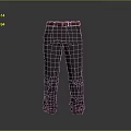 Gray Straight Leg Pants With Brown Leather Belt And Red Ankle Details For Men