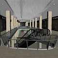 Bright Modern Shopping Mall Lobby With Grand Crystal Chandelier Escalators And Luxury Brand Stores