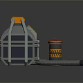 3D Rendered Mechanical Equipment With Orange Handles Gray Components And Chain