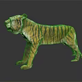 Decorative Striped Tiger Model In Standing Pose With Shiny Surface 3d model